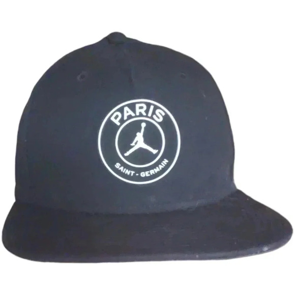 Air Jordan Hat  Men Black Paris Saint Germain PSG Jumpman Snap Back Cap Used - Picture 1 of 5